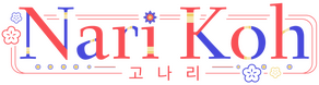 A logo written in red and blue with the name Nari Koh.